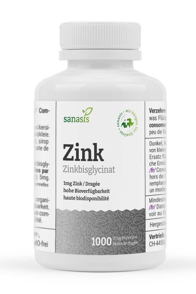 Sanasis Zink (Zinkbisglycinat) Dragéeperlen vegan 1000 Stk