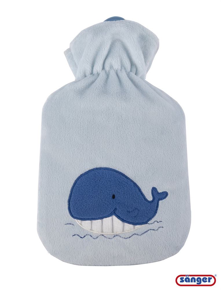 Sänger Wärmflasche aus Naturkautschuk mit Velourbezug 0.8l Wal Wanda Btl