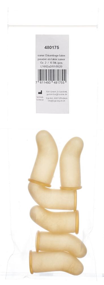 Sanor Däumling Latex Gr2 Btl 6 Stk