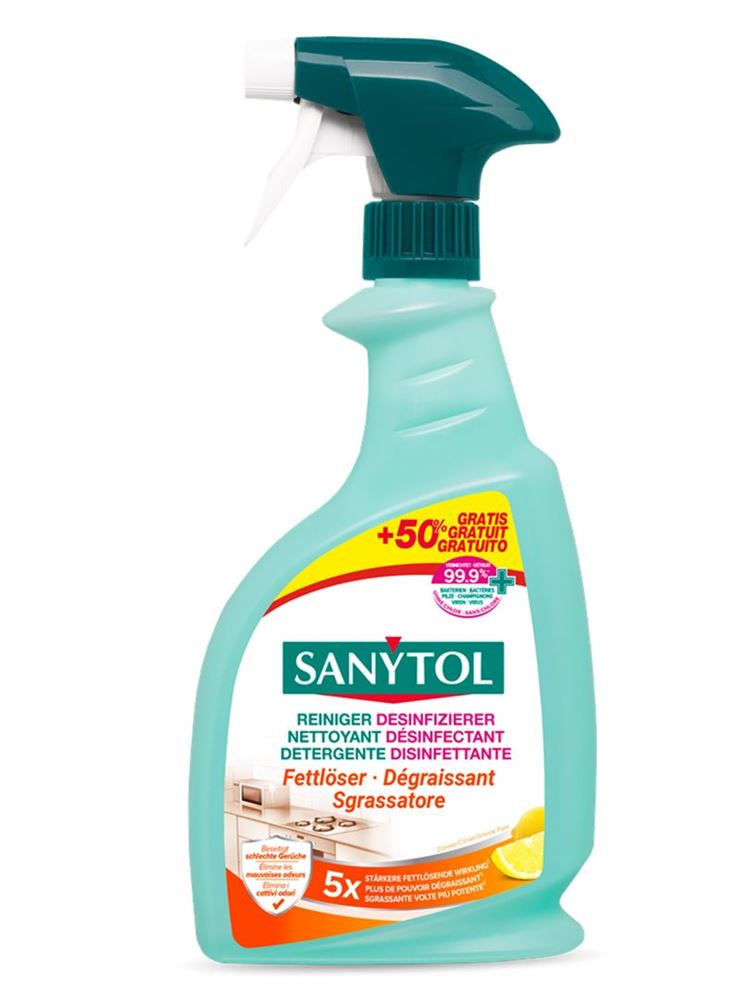 Sanytol Reiniger Desinfizierer Fettlöser Küche +50% gratis Fl 750 ml