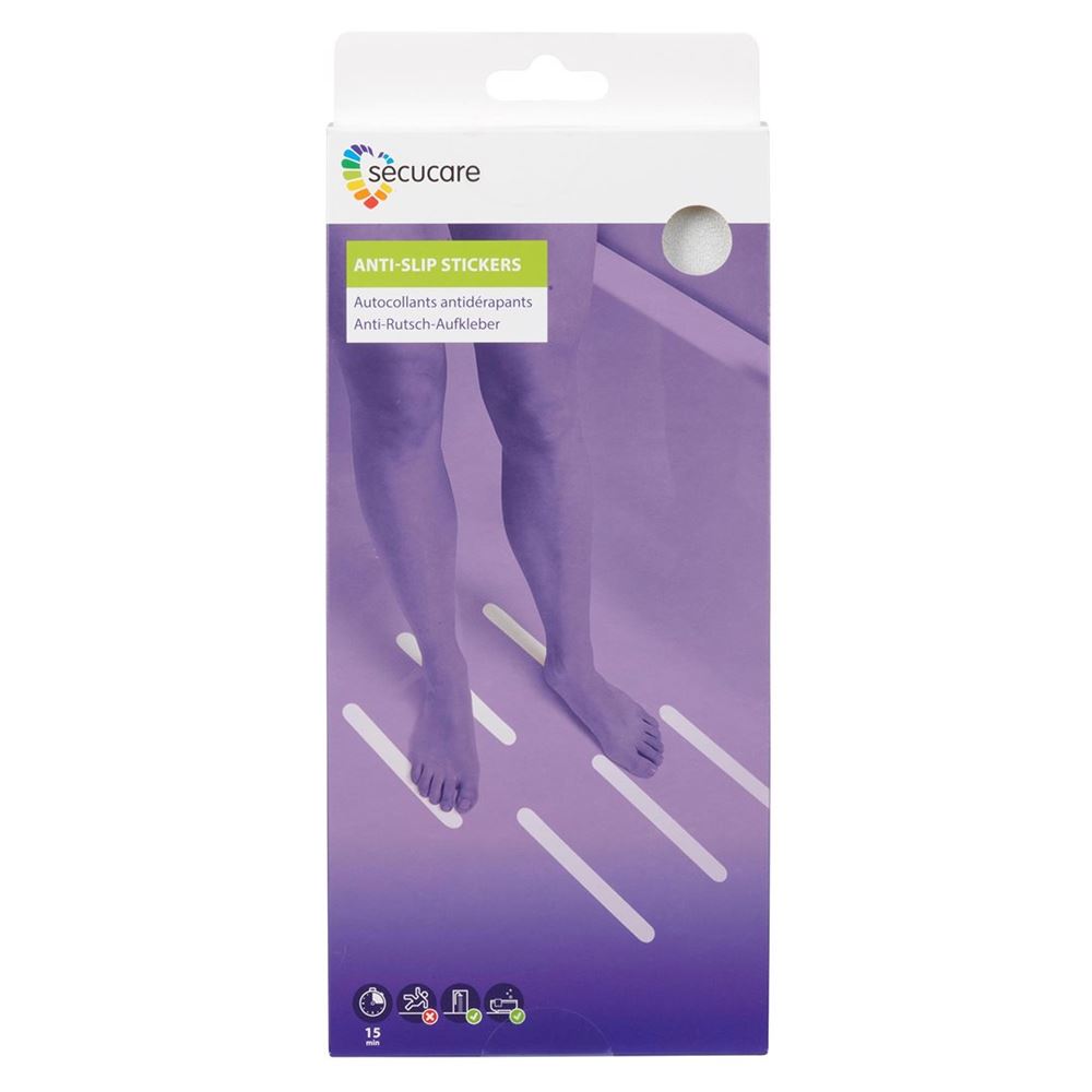 secucare Anti-Slip Stickers 24.5x2.5cm semi-transparent Streifen 12 Stk