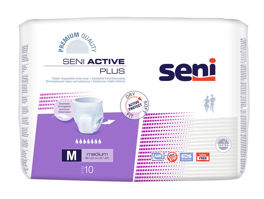 Seni Active Plus Pants Einweghosen M atmungsaktiv Hüftumfang 80-110cm 7 Tropfen 10 Stk