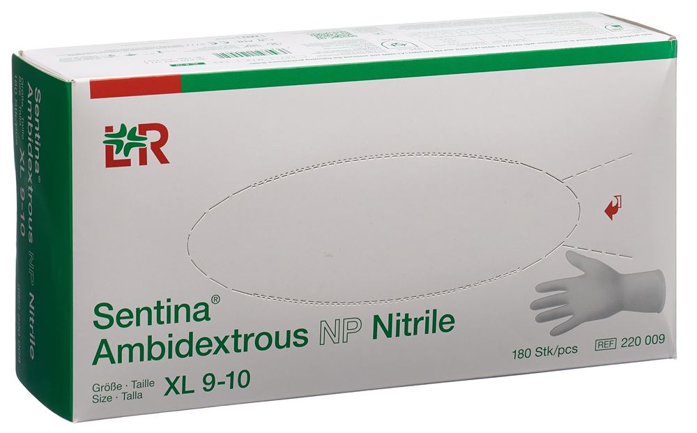 Sentina Ambidextrous Untersuchungshandschuhe XL 9-10 Nitrile puderfrei 180 Stk