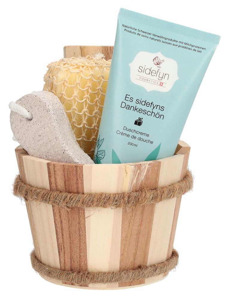 Sidefyn Geschenkset Holzkübel Duschcreme es sidefyns Dankeschön