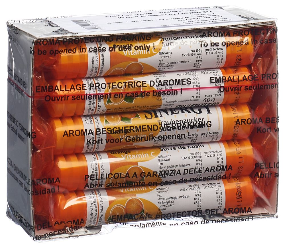 Sinergy Traubenzucker Orange + Vitamin C 15 x 40 g