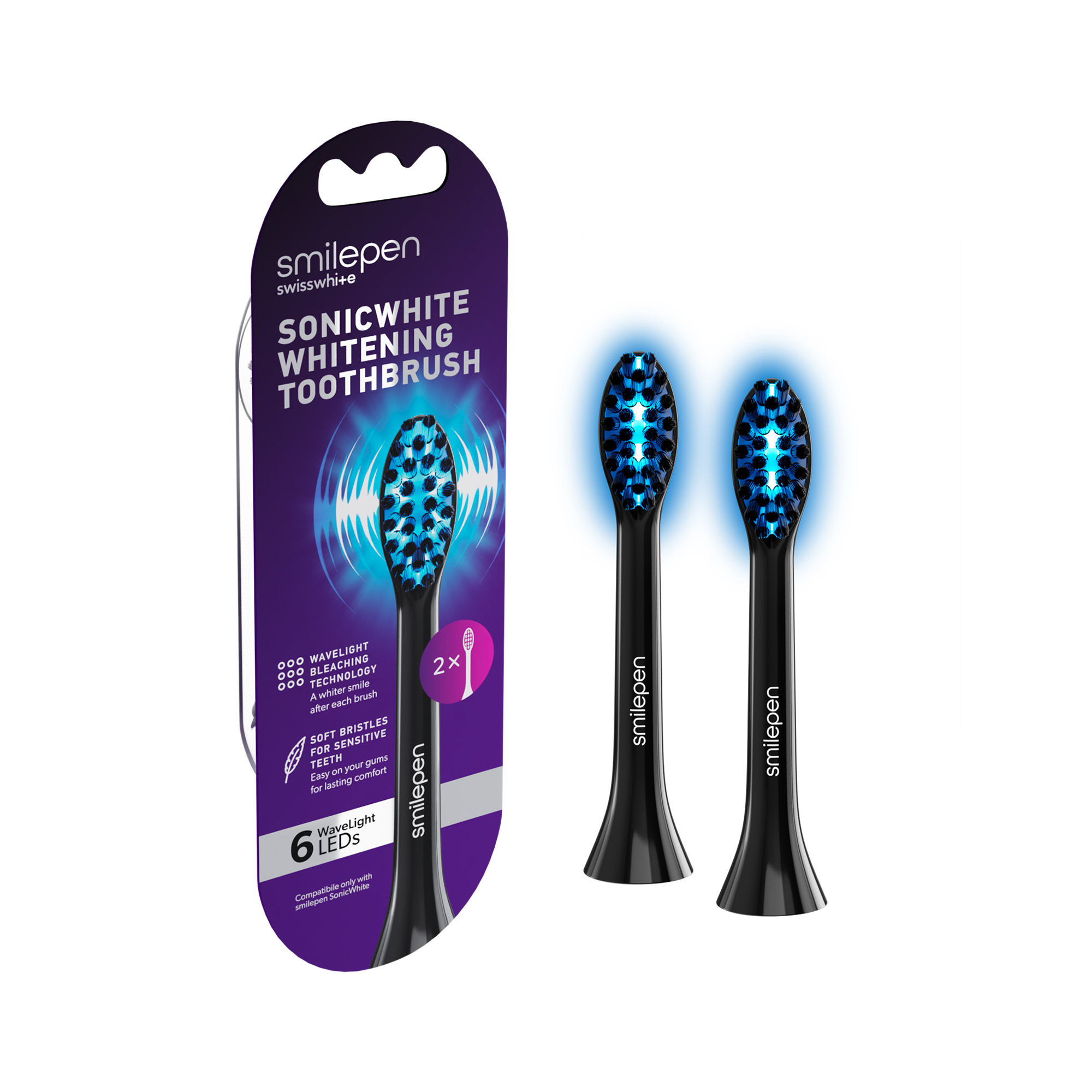 smilepen SonicWhite 6 LED Ersatzbürstenköpfe 2 Stk