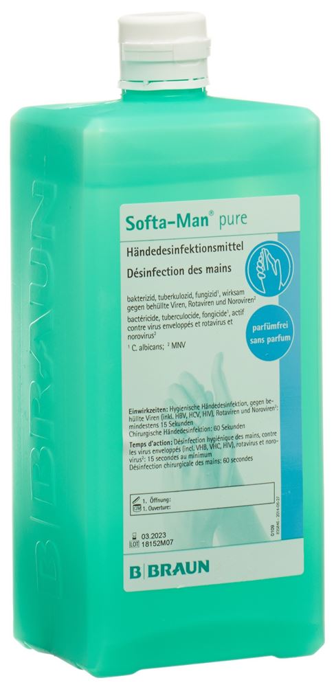 Softa-Man pure Händedesinfektion alkoholisch ohne Parfum 1000 ml