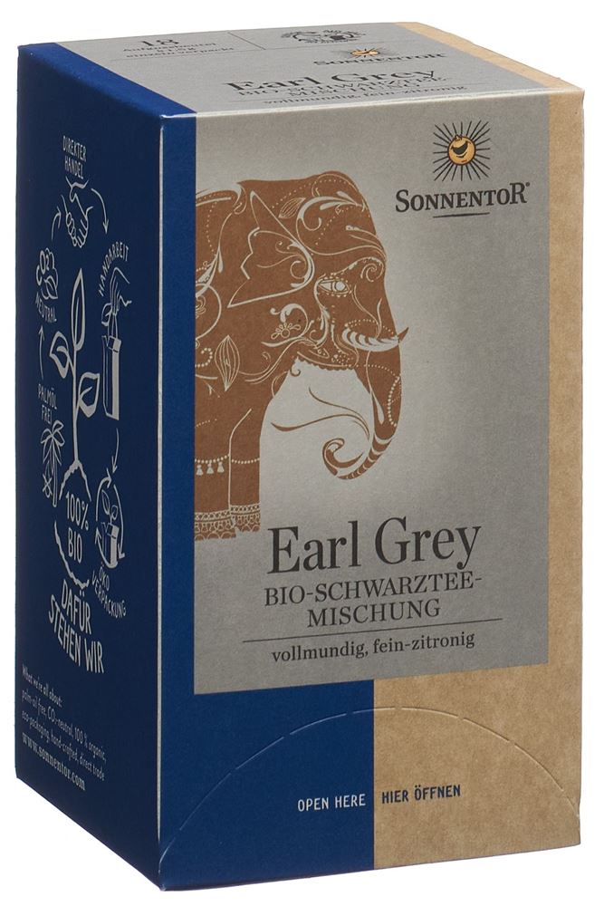 Sonnentor Schwarztee Earl Grey Beutel 18 Stück