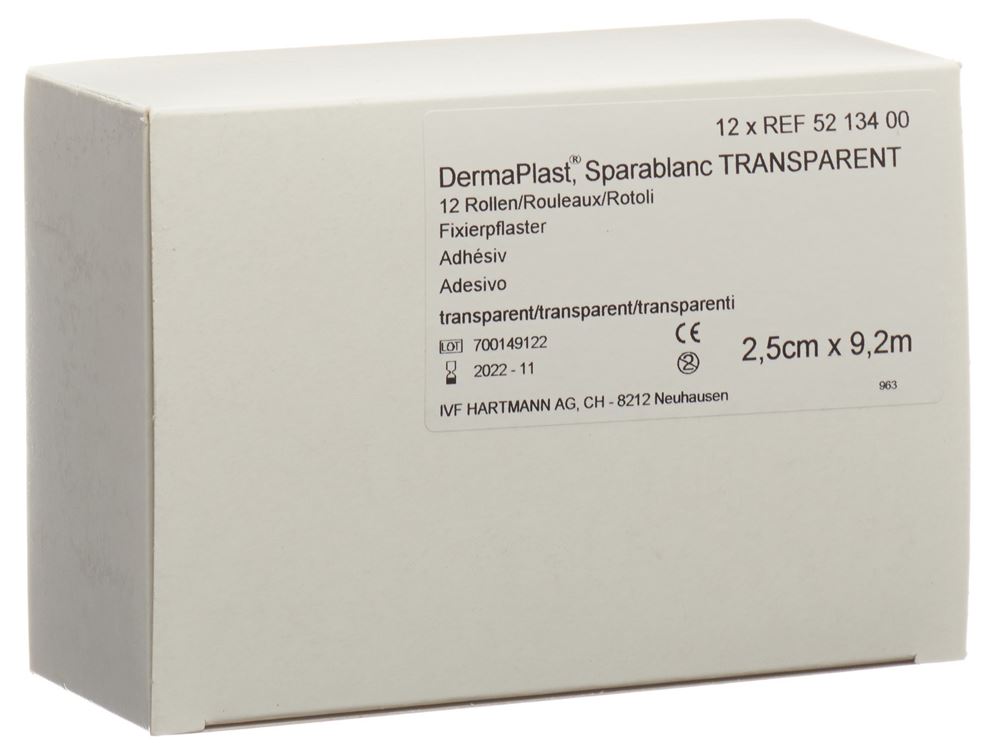 Sparablanc Transparent Heftpflaster 2.5cmx9.2m 12 Stk