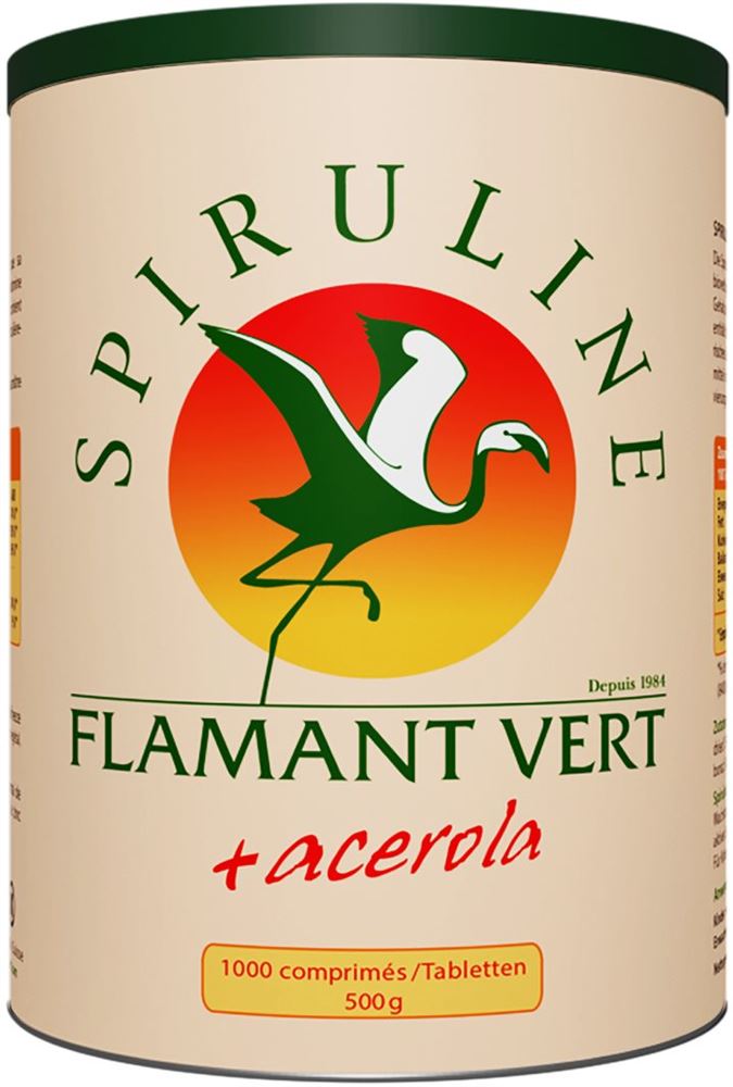 Spirulina Flamant Vert + Acerola (Vitamin C) Tabletten 500 Mg 1000 Stück