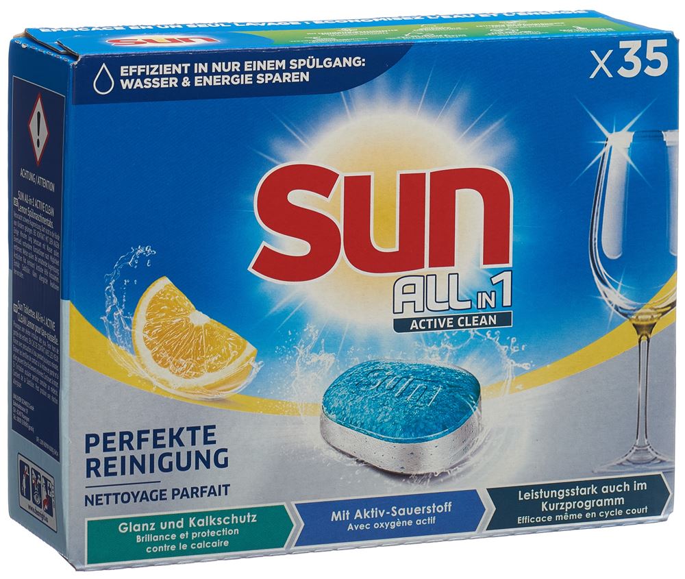 Sun All-in-1 Active Clean Tabs Lemon Box 35 Stk