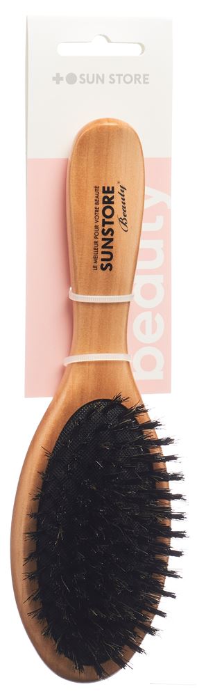 SUN Store Beauty Holzbürste oval Buchenholz mit Wildschweinborsten