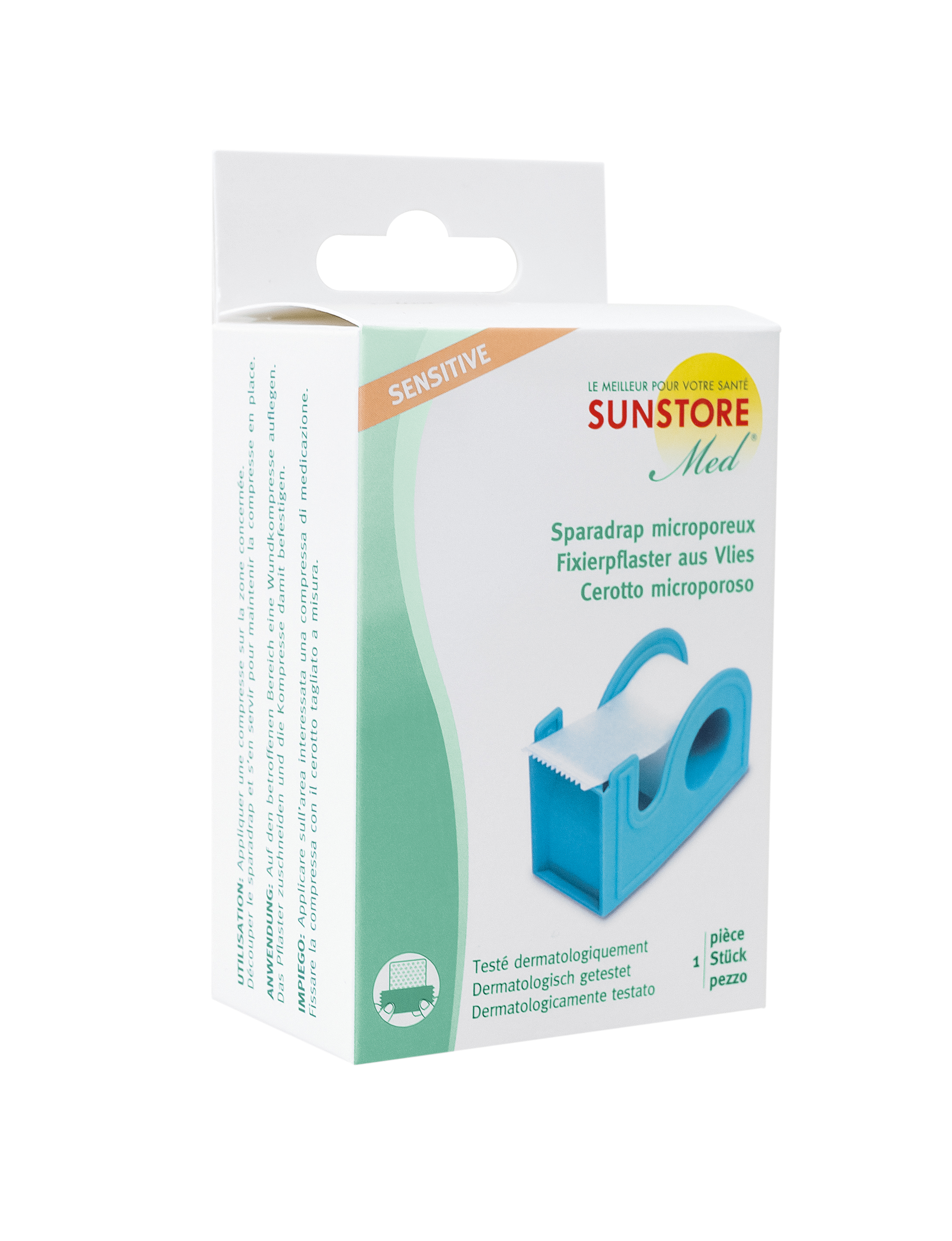 SUN Store Med Fixierpflaster Vlies sanft mit Dispenser 5mx25mm weiss