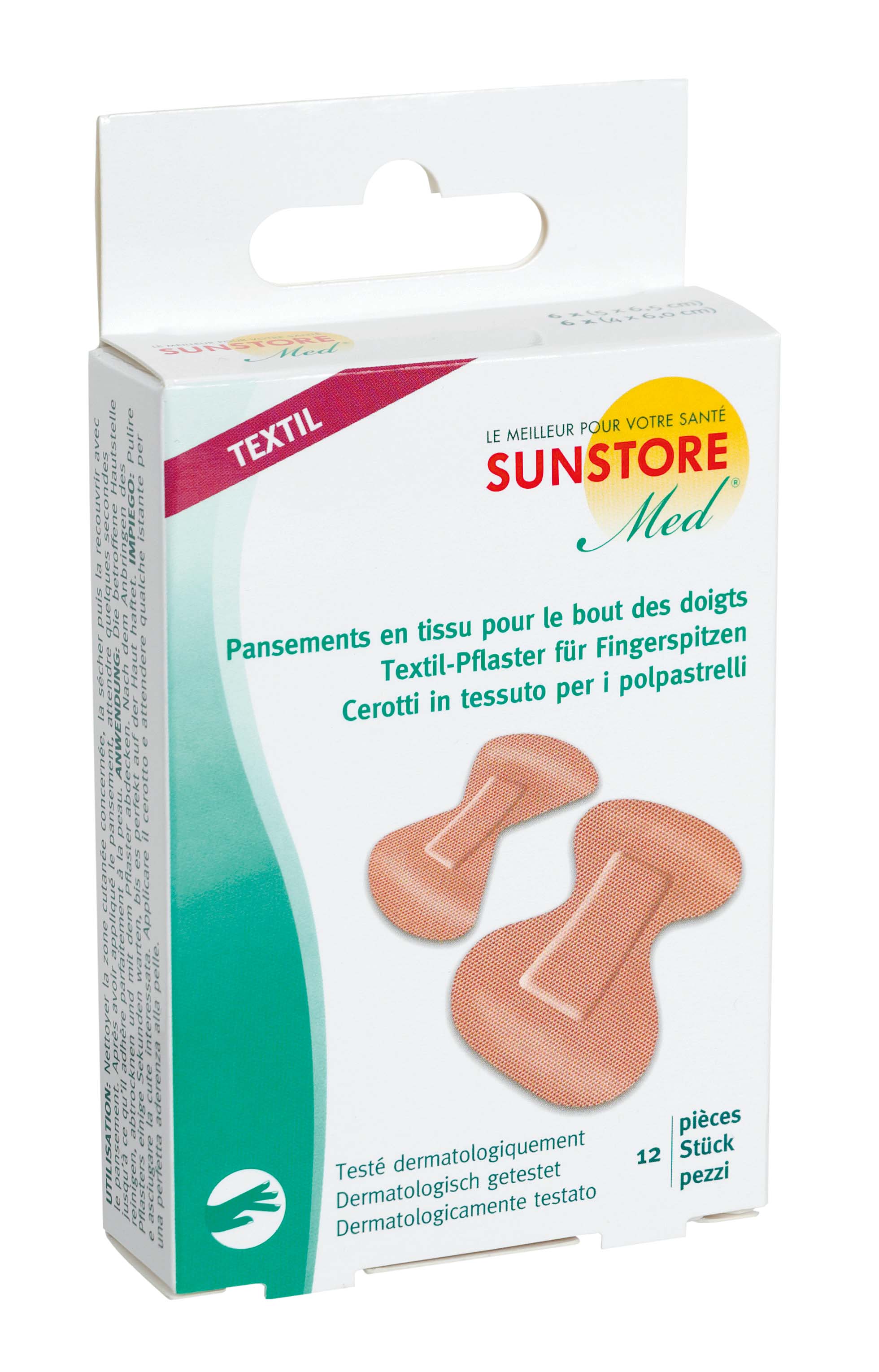 SUN Store Textil-Pflaster für Fingerspitzen 12 Stk
