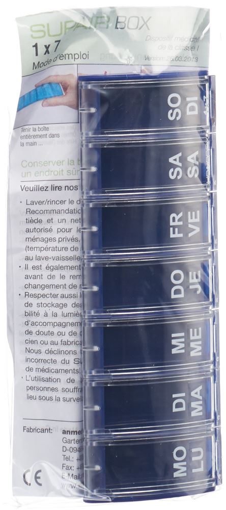 Supairbox 1×7 Wochendispenser deutsch/französisch blau