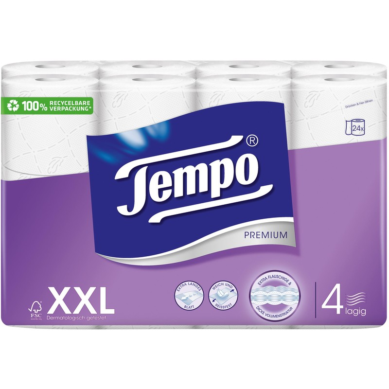 Tempo Toilettenpapier 4lagig 120 Blatt Rolle 24 Stk