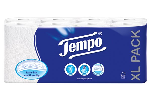 Tempo Toilettenpapier Classic weiss 3lagig 160 Blatt 16 Stk