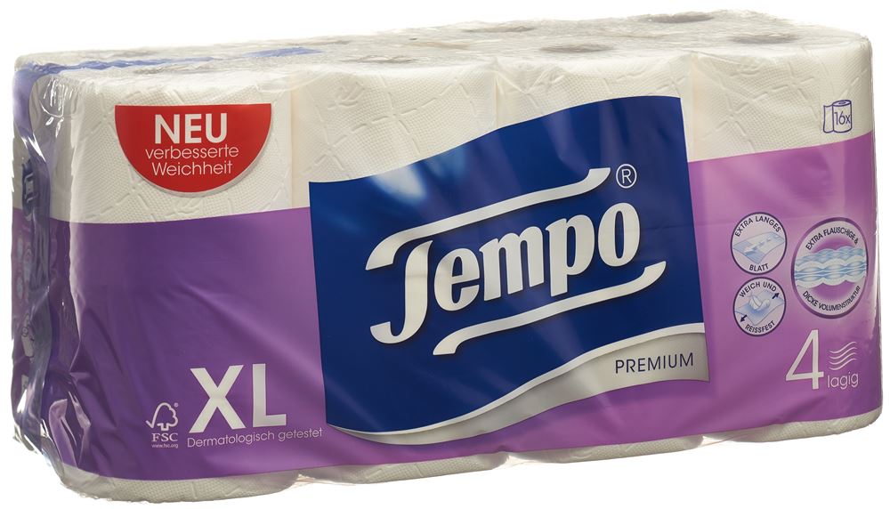 Tempo Toilettenpapier Premium weiss 4lagig 120 Blatt 16 Stk