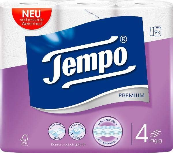Tempo Toilettenpapier Premium weiss 4lagig 120 Blatt 9 Stk
