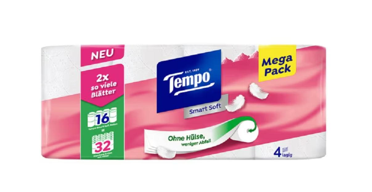 Tempo Toilettenpapier Smart 280 Blatt 4lagig 16 Stk
