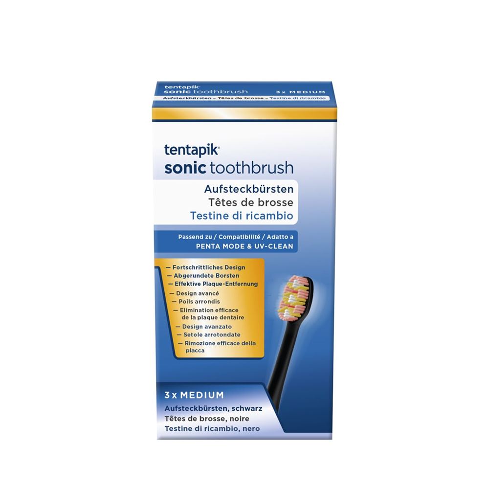 Tentapik Aufsteckbürsten medium black 3 Stk