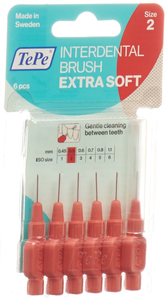 TePe Interdental Brush 0.50mm x-soft rot Blist 6 Stk