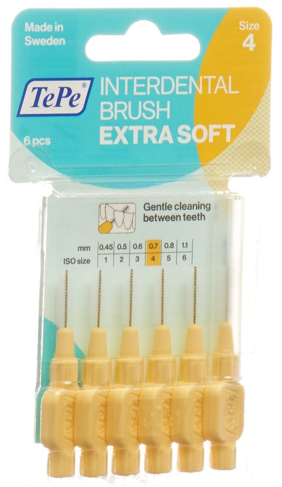 TePe Interdental Brush 0.7mm x-soft gelb Blist 6 Stk