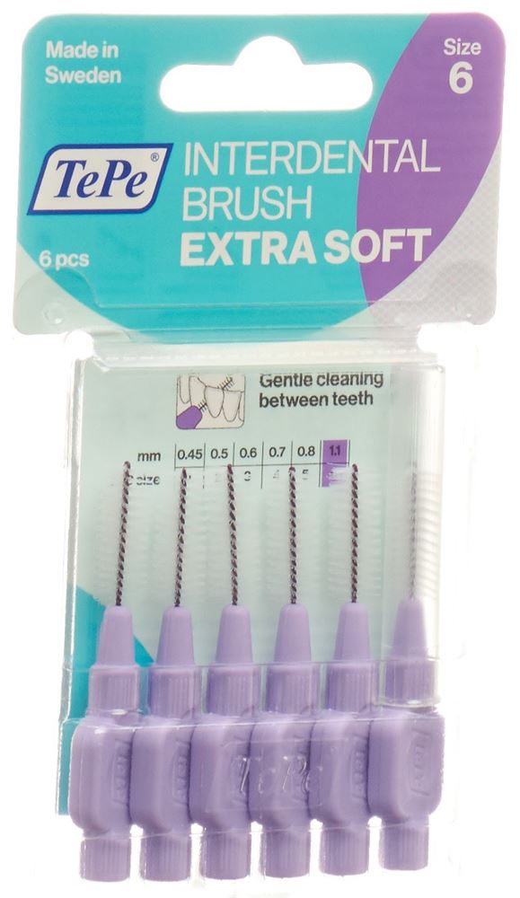 TePe Interdental Brush 1.1mm x-soft violett Blist 6 Stk