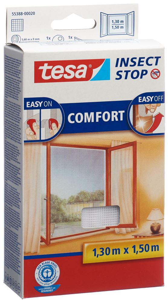 Tesa Comfort Fliegengitter Fenster 1.3×1.5m weiss