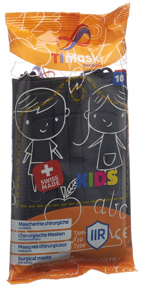 TImask Einweg-Medizinmaske Typ IIR Kids schwarz 10 Stk