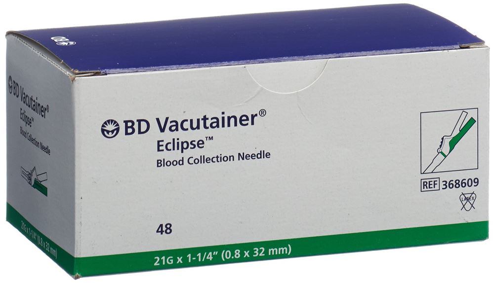 Vacutainer Eclipse Kanüle 21G 0.8x32mm grün 48 Stk