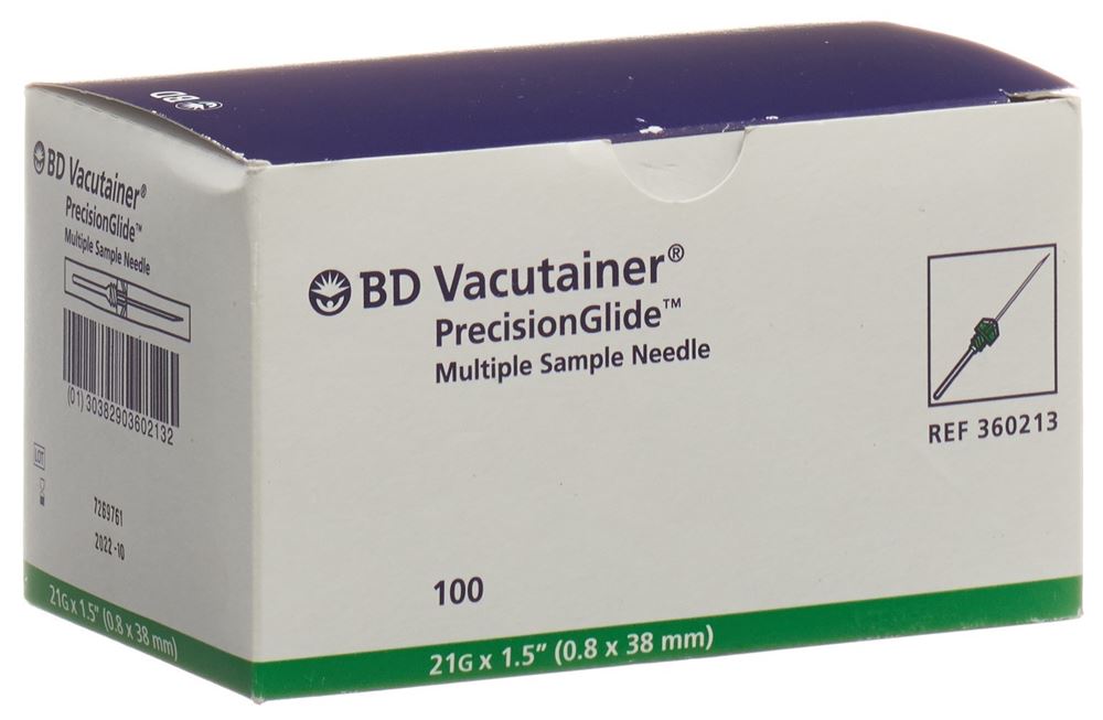 Vacutainer Kanüle 21G 0.8x38mm grün 100 Stk