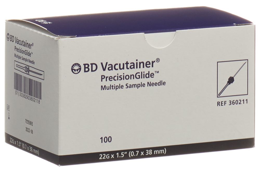 Vacutainer Kanüle 22G 0.7x38mm schwarz 100 Stk