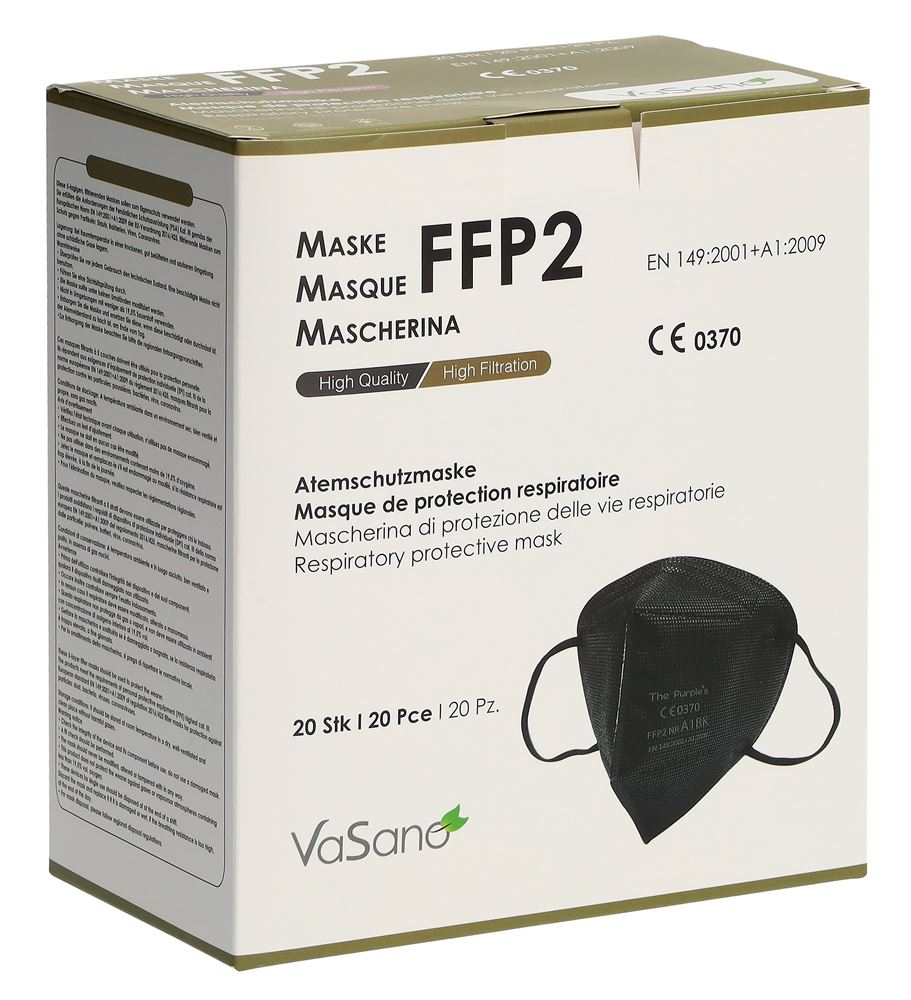 VaSano Maske Ffp2 schwarz versiegelt 20 Stk