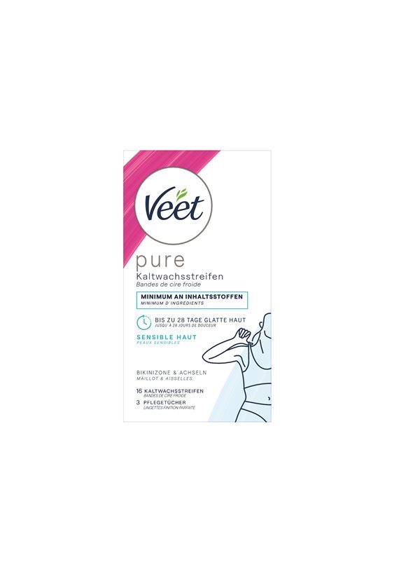 Veet Kaltwachsstreifen für Bikinizone & Achseln sensitive 8 x 2 Stk