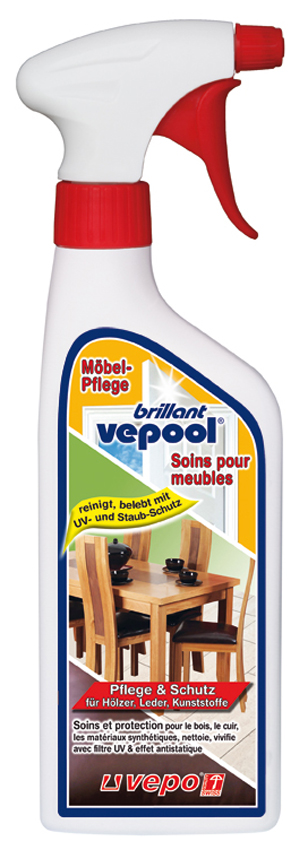 Vepool Brillant Möbelpflege für Hölzer Leder Kunstoffe mit UV- und Staubschutz Vapo 500 ml