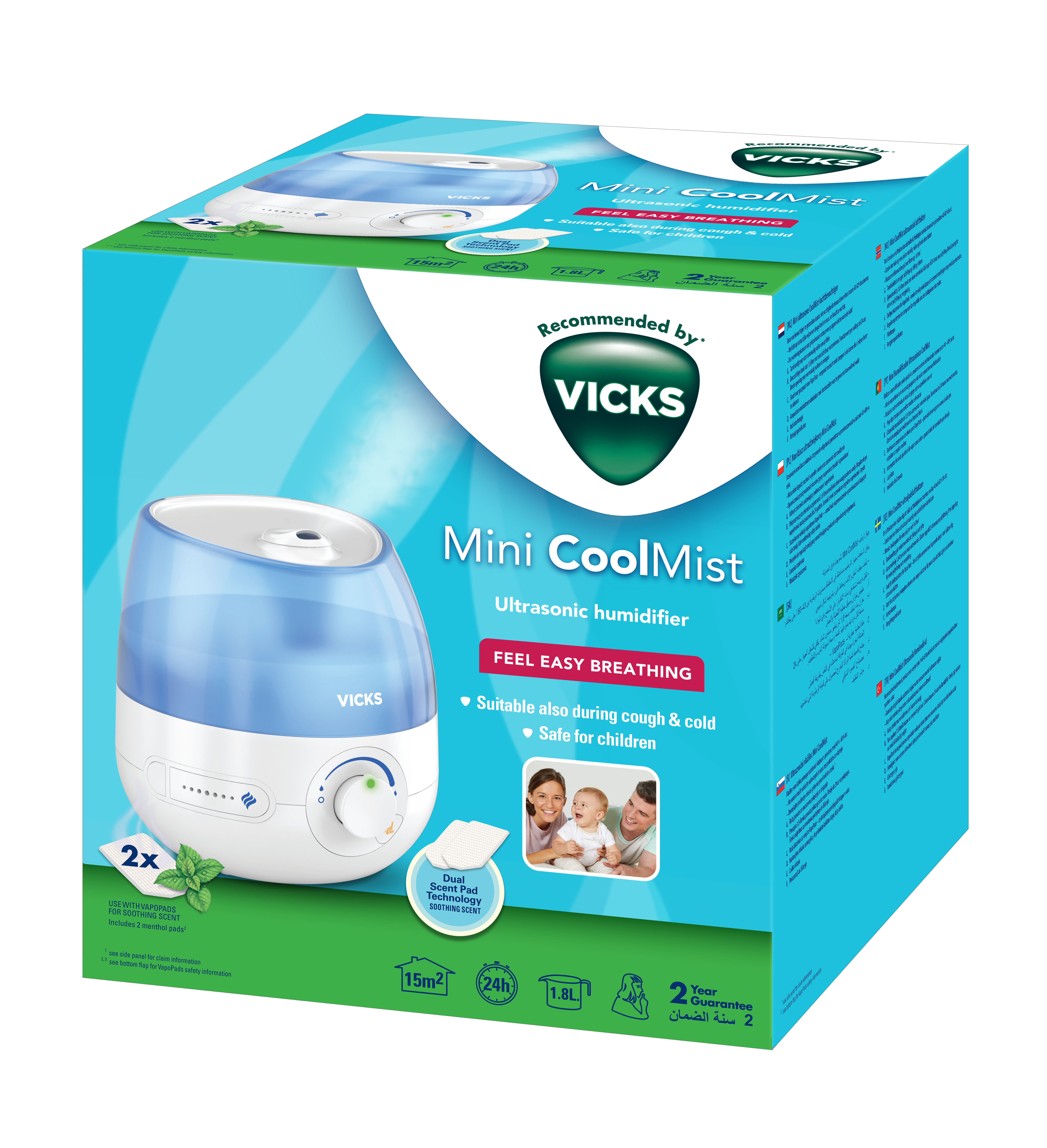 Vicks Mini Kaltluft Ultraschall-Luftbefeuchter Vul525E