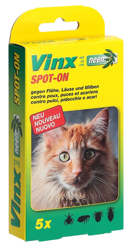 Vinx Spot On Tropfen mit Neem Katze 5 x 1 ml