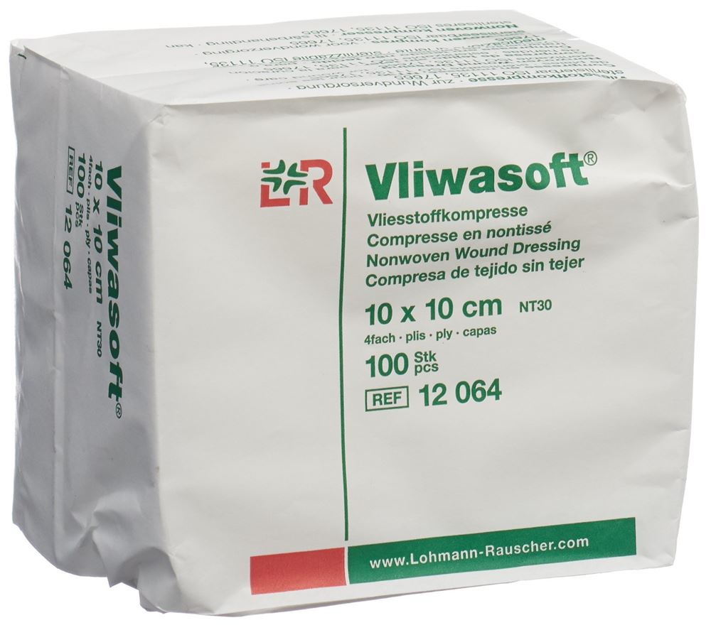 Vliwasoft Vliesstoffkompressen 10X10Cm 4-Lagig Beutel 100 Stück