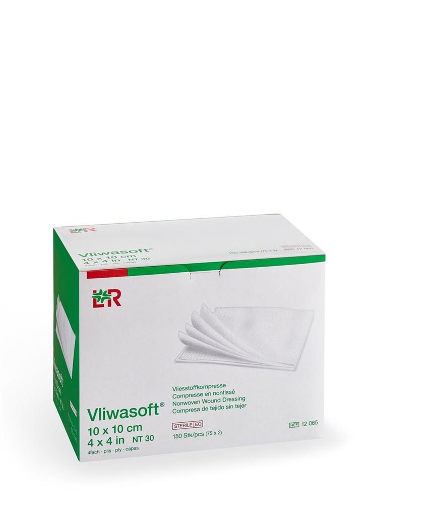 Vliwasoft Vliesstoffkompressen 10x10cm 4-lagig steril 2 x 75 Stk