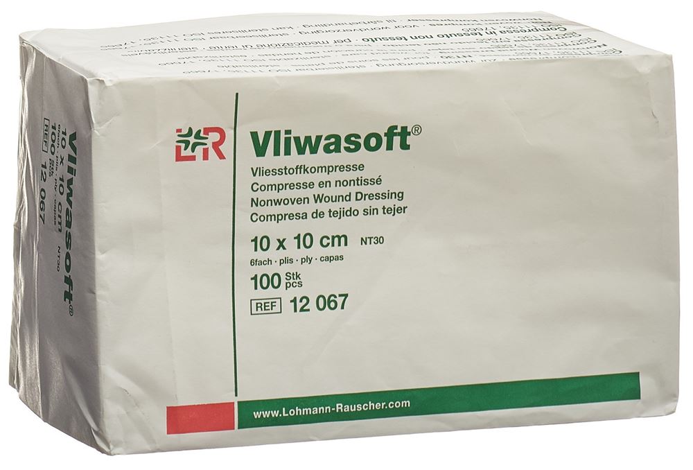 Vliwasoft Vliesstoffkompressen 10X10Cm 6-Lagig Beutel 100 Stück