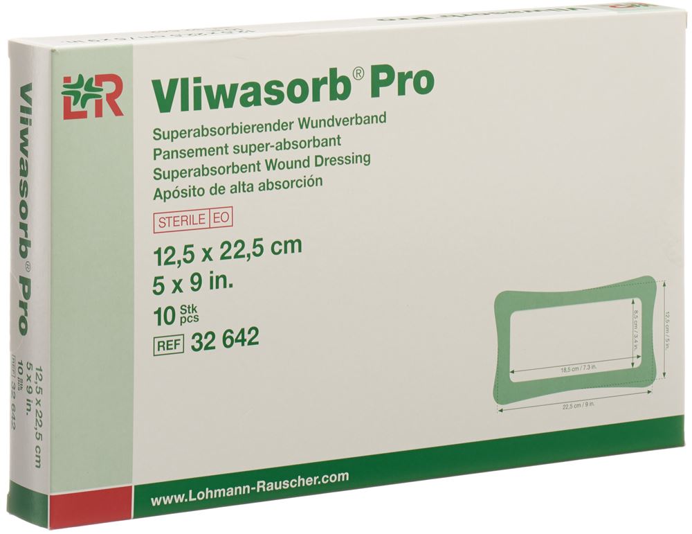Vliwasorb Pro Superabsorbierender Wundverband 12.5x22.5cm 10 Stk