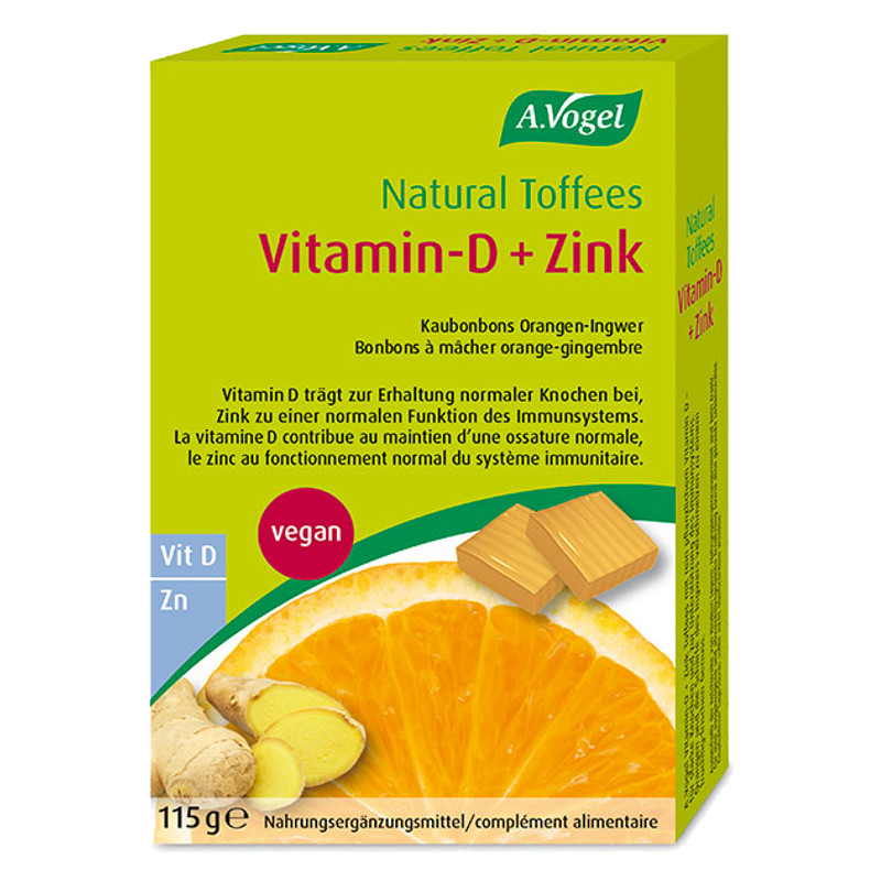 Vogel Natural Toffees Vitamin D+Zink Orangen-Ingwer 115 g