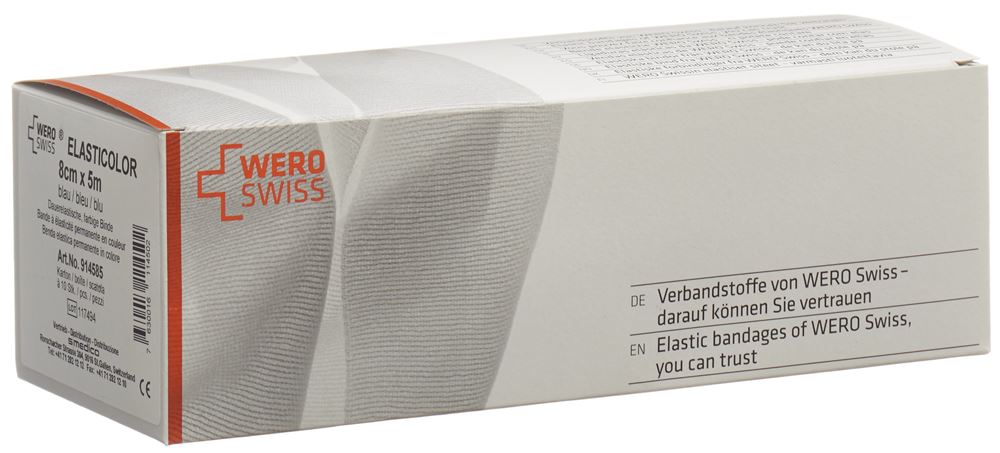 Wero Swiss Elasticolor Elastische Binde 5mx8cm blau 10 Stk