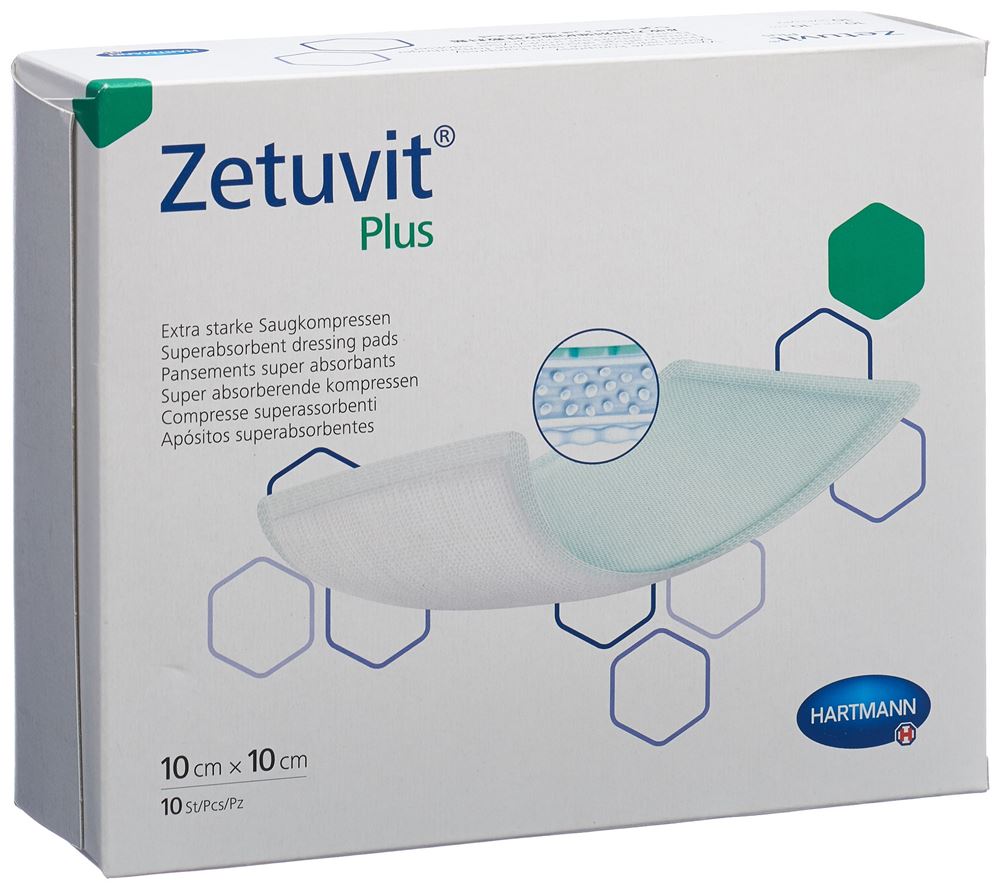 Zetuvit Plus Absorptionsverband 10x10cm 10 Stk