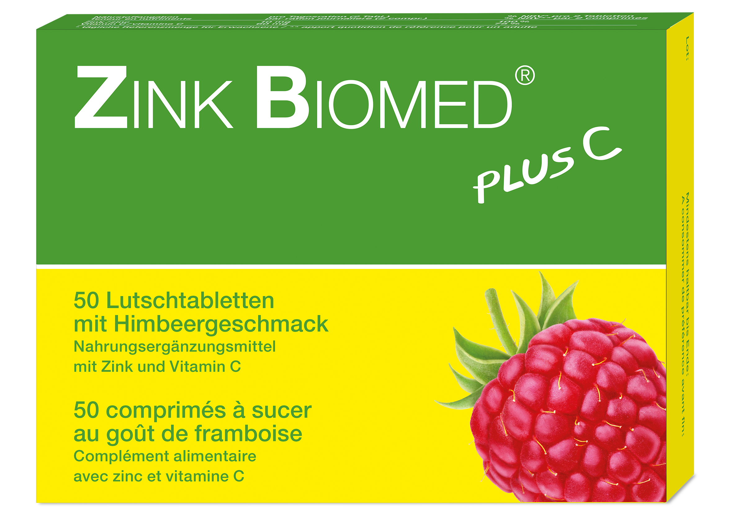 Zink Biomed plus C Lutschtabl Himbeer 50 Stk