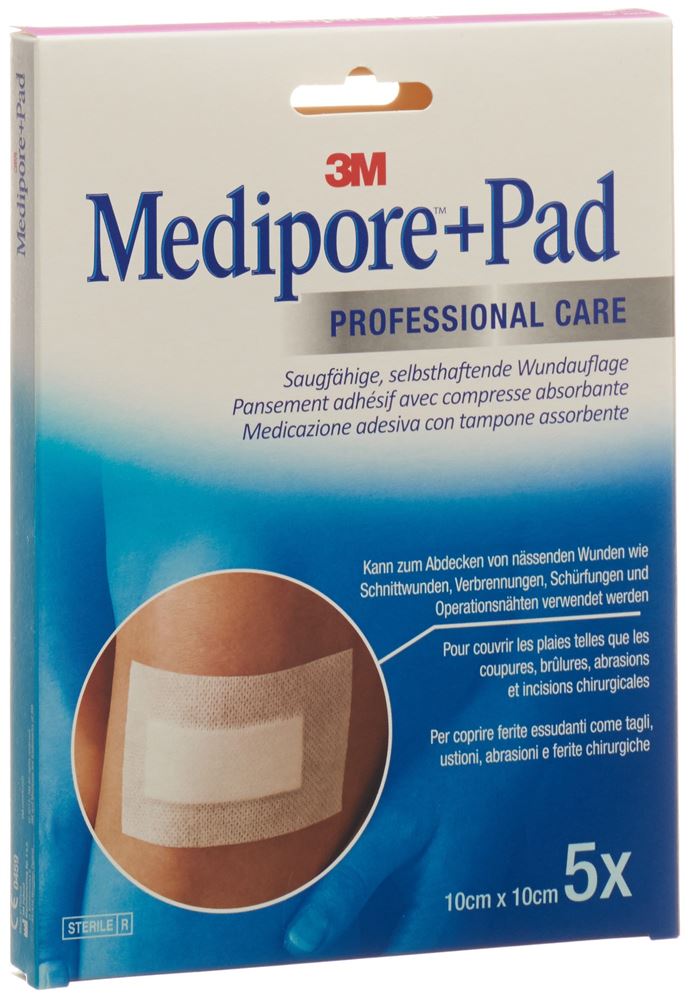 MEDIPORE 10x10cm compresse 5x5.5cm 5 pce, image principale MEDIPORE 10x10cm compresse 5x5.5cm 5 pce, image principale