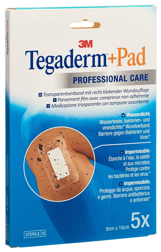 TEGADERM 9x15cm Wundkissen 4.5x10cm 5 pce, image principale