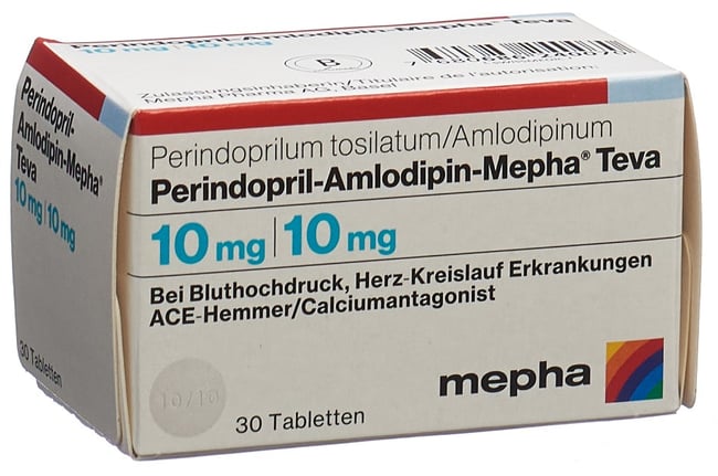 PERINDOPRIL AMLODIPINE Amlodipin Mepha Teva Tabl 10mg 10mg Ds 30 Stk perindopril-amlodipine-amlodipin-mepha-teva-tabl-10mg-10mg-ds-30-stk