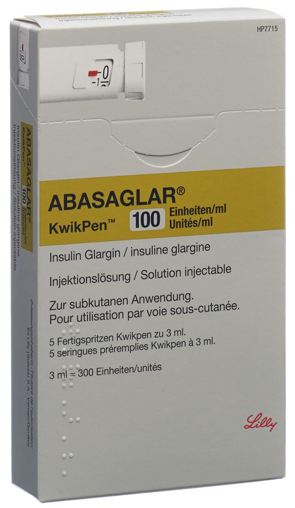 ABASAGLAR Inj Lös 100 E/ml KwikPen (U80) Fertspr 3 ml, Hauptbild